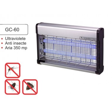 Aparat anti-insecte pe baza de lampi UV si retea de inalta tensiune electrocutoare GC 60( 200 mp)