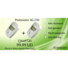 2 x Pest Repeller - aparat cu unde electromagnetice anti gandaci, anti rozatoare Pestmaster AG230 - 230mp